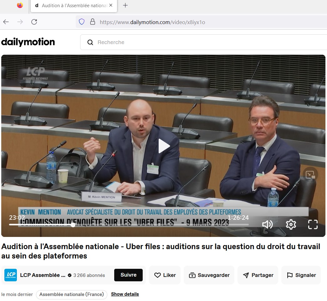 Intervention devant la commission d’enquête sur les Uber Files, diffusée par LCP.
