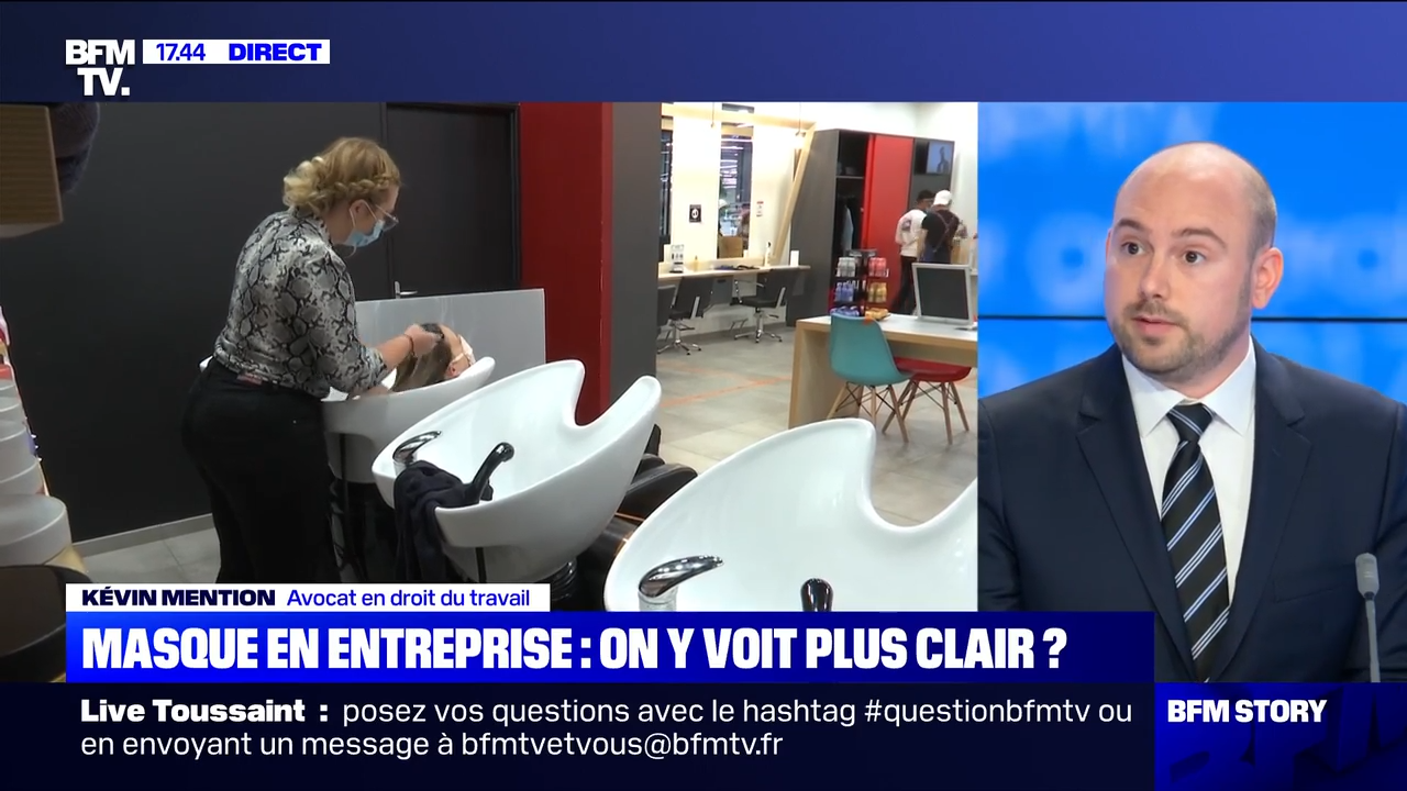Intervention sur le plateau de BFM Story consacrée au port du masque en entreprise.