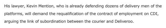 Extrait de En24news : Deliveroo drops his platform one of the leaders of the strike.