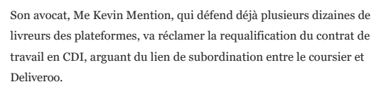 Extrait de Libération : Un des leaders de la grève contre Deliveroo radié par la plateforme.