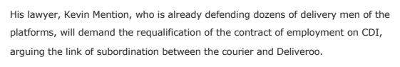 Extrait de Newsy Today : Deliveroo dismisses one of the strike leaders of his platform.