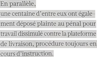 Extrait de L'Humanité : Les coursiers, salariés comme les autres.