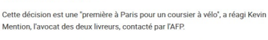 Extrait de Le Figaro : Les prud’hommes de Paris requalifient deux coursiers à vélo en salariés.