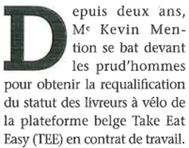 Extrait de Liaisons sociales : Défenseur des « travailleurs ubérisés ».