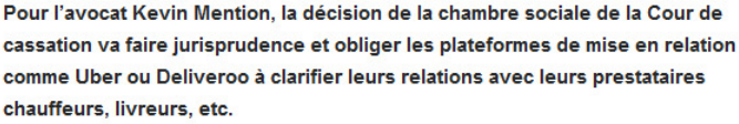 Extrait de Libération : Ubérisation : « Les plateformes vont devoir lâcher du lest ».