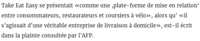 Extrait de Luxemburger Wort : Nouvelle embardée pour Take Eat Easy.