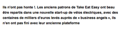 Extrait de L'Humanité : Take Eat Easy rattrapé par ses dérapages.