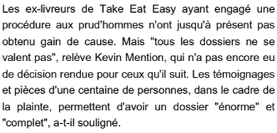 Extrait de BFM Business : Le livreur de repas Take Eat Easy visé par une plainte pour travail illégal et dissimulé.