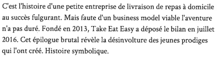 Extrait de Marianne : Take eat easy : les grosses ardoises d'une petite start-up.