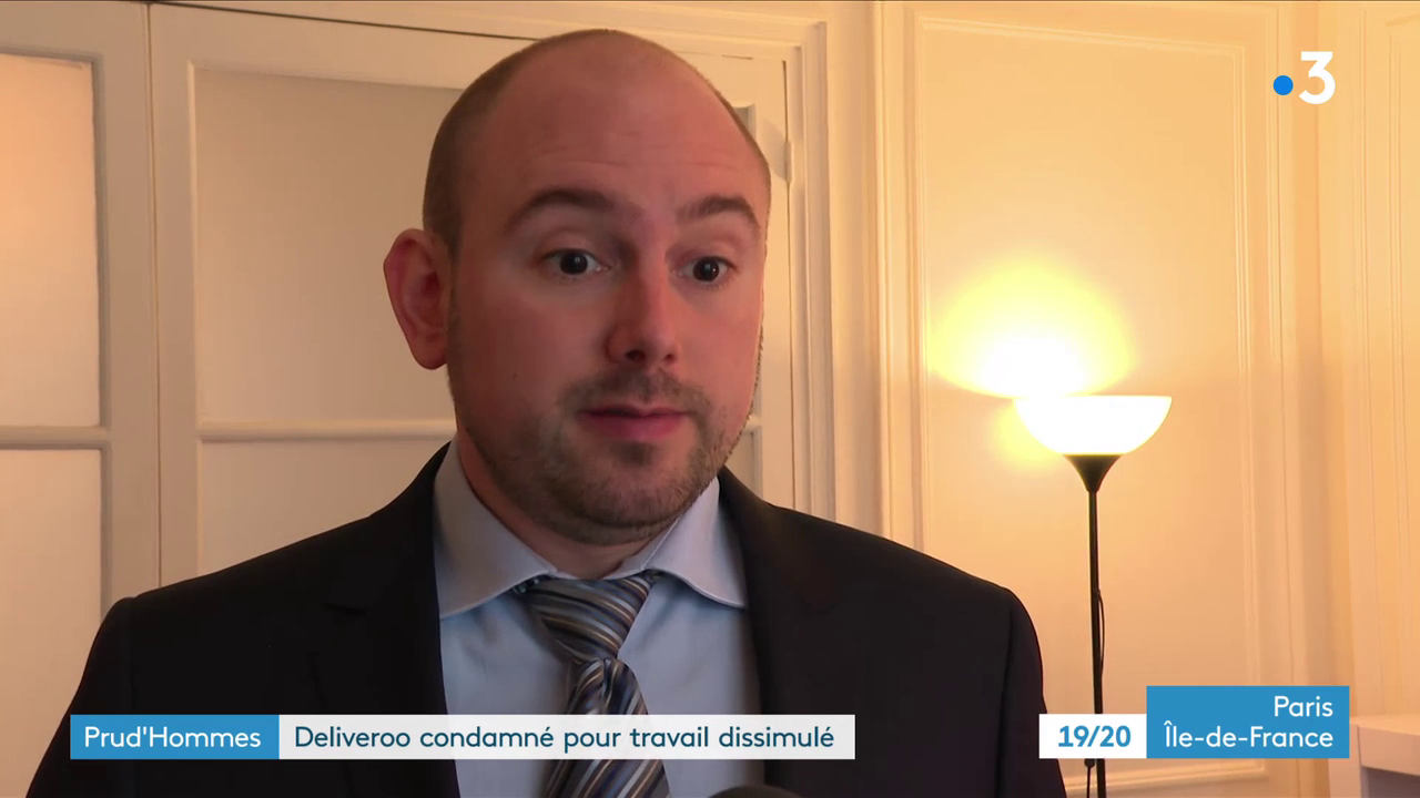 Kevin Mention interrogé dans le 19/20 Paris Île-de-France sur la condamnation de Deliveroo pour travail dissimulé.