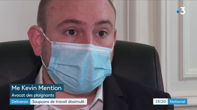 Kevin Mention interrogé par France 3 au sujet du renvoi de Deliveroo devant le tribunal correctionnel.