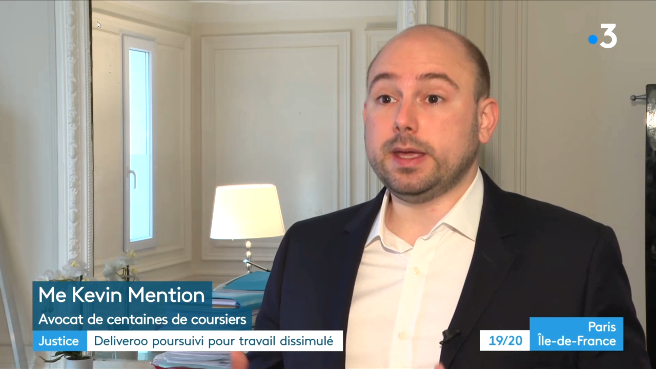 Entretien dans le 19/20 Paris Île-de-France sur les poursuites visant Deliveroo.