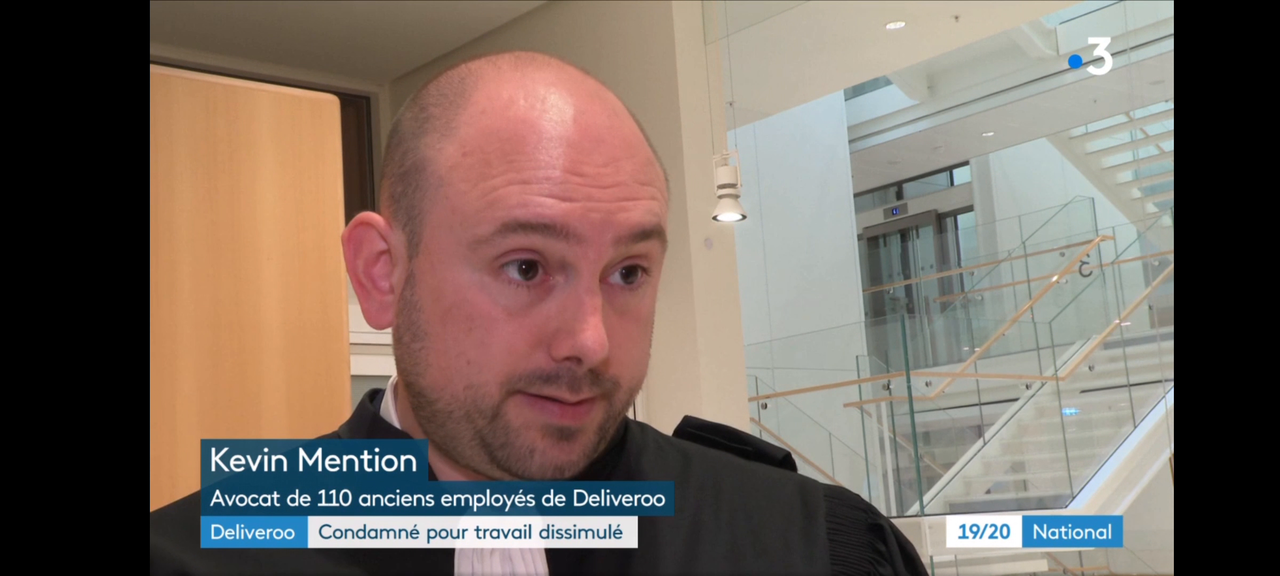 Réaction dans le 19/20 national après la condamnation de Deliveroo pour travail dissimulé.