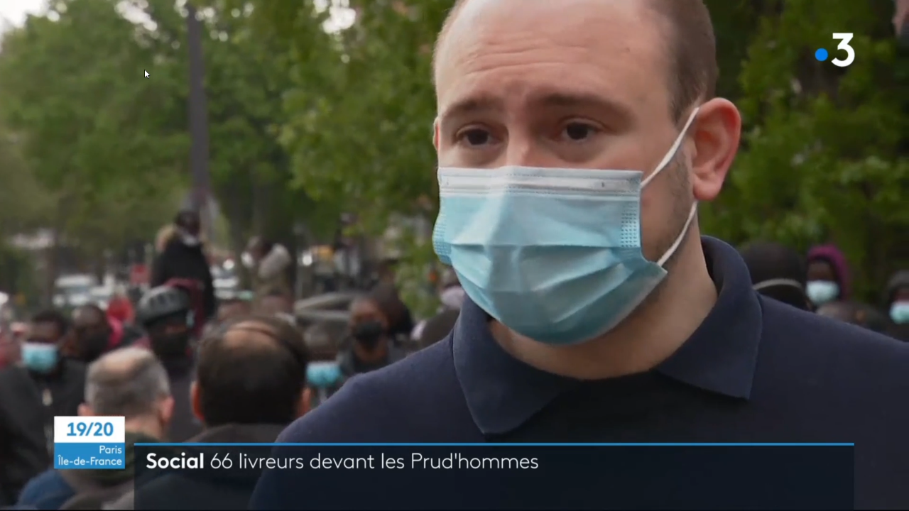 Entretien dans le 19/20 Paris Île-de-France sur la saisine prud’homale de coursiers Frichti.