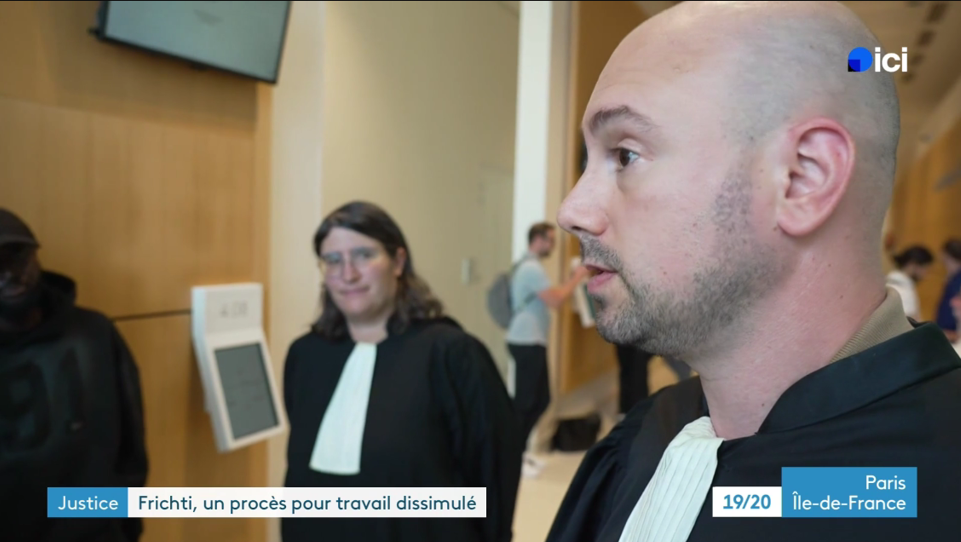 Au tribunal, lors de l’ouverture du procès Frichti pour travail dissimulé, dans Ici 19/20 Paris Île-de-France.