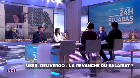 Plateau de 24H Pujadas consacré au statut des travailleurs d’Uber et de Deliveroo.